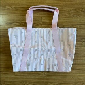 Victoria’s Secret Pink Striped Tote Bag with Rhinestone Logo NWT